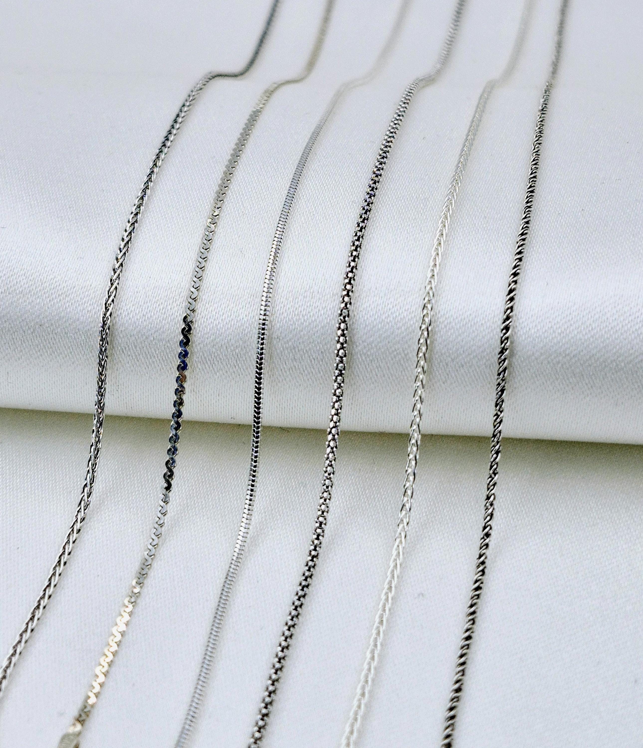 Sterling Silver Necklace Chain, Short Thin Silver Link Chain