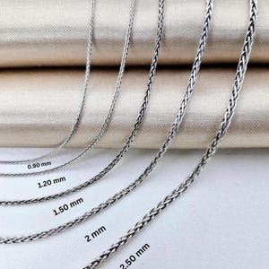Oxidized Spiga Sterling Silver Necklace,Bali Woven Chain, Braided Silver Chain Necklace,Wheat Necklace, Men&#39;s Chain, Choker Chain