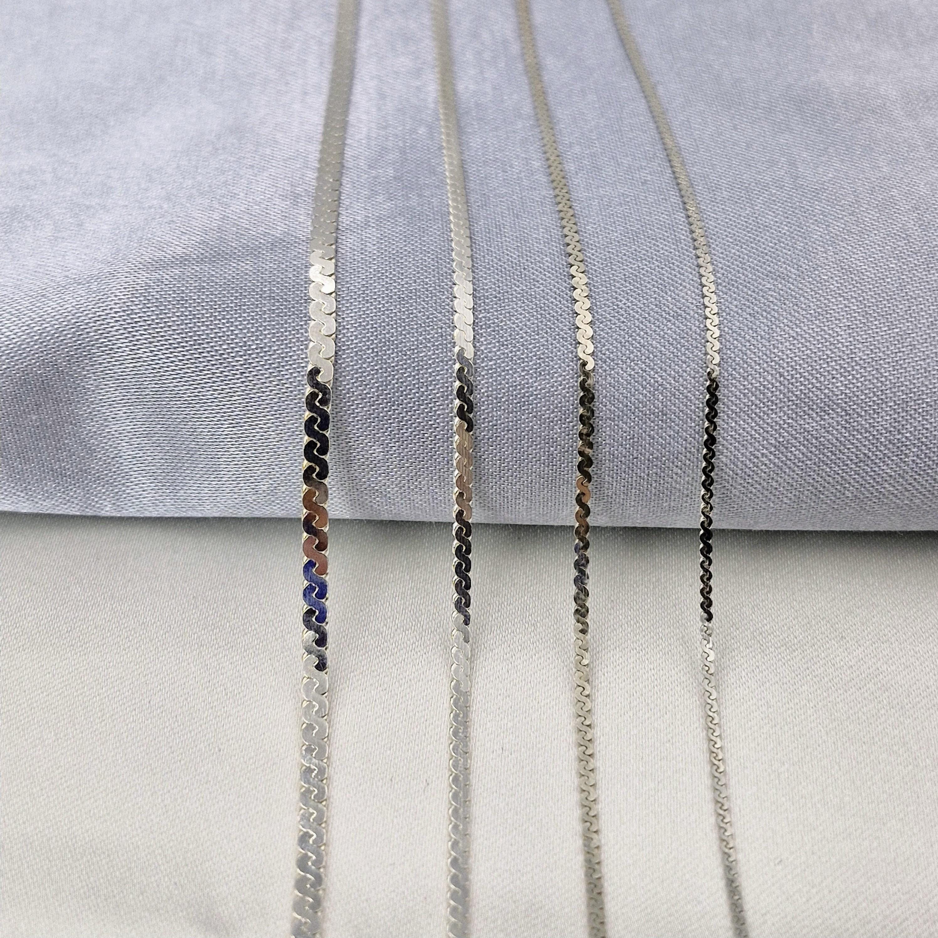 Silver Chain,silver Serpentine Thin Necklace,silver Choker Silver Chain,silver Serpentine Thin Necklace,silver Choker