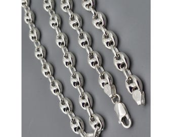 925 Sterling Silver 8 mm Puffed Mariner Chain Necklace or Bracelet | Handmade Anchor Chain Jewelry for Men Women | Bold Silver Jewelry