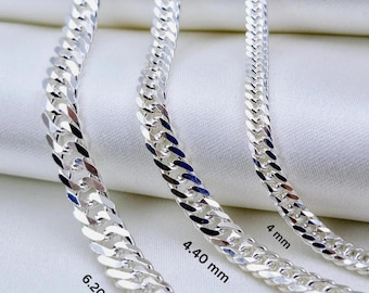 Silver Chain, Solid Curb Link Chain, 925 Sterling Silver Curb Chain,Handmade gift, Thick Silver Chain,Chain for Pendant,Gift For Boyfriend
