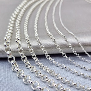 Handmade Sterling Silver Rolo Link Chain: Belcher Pendant Chain