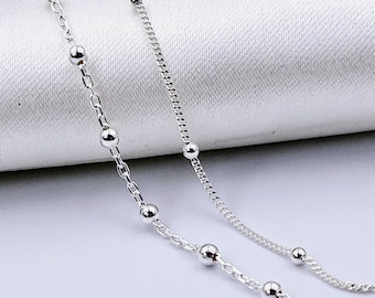 Sterling Silver Satellite Chain: Minimalist Bead Necklace