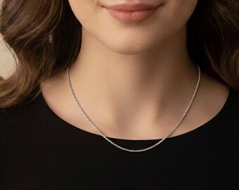 Sterling Silver 1mm Curb Chain Necklace or Bracelet, Flat Classic Silver Link, Spring Ring Clasp, Daily Wear, Layering, Gift Ready