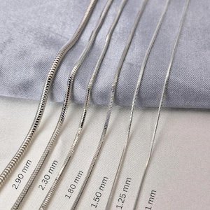 Silber Kette Halskette, 925 Sterling Silber runde Schlangenkette, Kette für Anhänger, Choker Silberkette, handgemachter Schmuck, Geschenk für sie