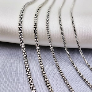 Silver chain, 925 Sterling silver popcorn oxidized chain,Boho silver chain,Birthday gift,Hollow silver chain,Choker chain, Pendant for chain
