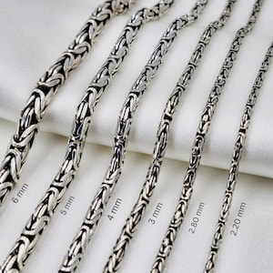 Sterling Silver Byzantine Chain: Handmade Oxidized Bali Necklace or Bracelet