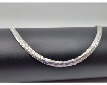 Handmade 925 Sterling Silver 6.3mm Oval Herringbone Snake Chain Necklace Bracelet, Hollow Unisex Silver Chain