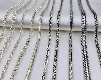 Sterling Silver Chain Bracelet: Unisex Foxtail, Rolo, Snake