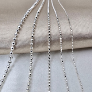 Handmade 925 Sterling Silver Ball Beaded Chain Necklace