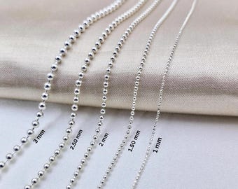 925 Sterling Silver Ball Beaded Chain,Choker Chain Necklaces,Chain for Pendant,Silver Ball Necklace,Silver Chain for Men & Women, Long Chain
