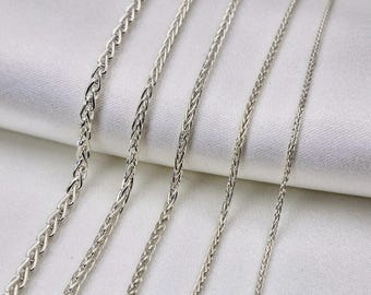 Handmade 925 Sterling Silver Spiga Chain: Dainty Wheat Chain