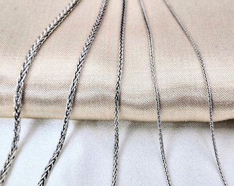 Oxidized Spiga Sterling Silver Necklace: Handmade Bali Woven Chain