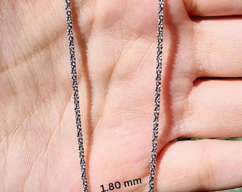 Oxidized Sterling Silver Sparkle Chain: Diamond Cut Necklace with Cubic Zirconia