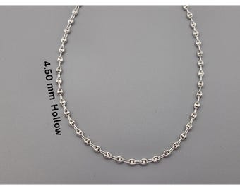 925 Sterling Silver 4.50 mm Puffed Mariner Chain Necklace or Bracelet | Handmade Anchor Chain Jewelry for Men Women | Bold Silver Jewelry