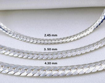 Sterling Silver Snake Chain Necklace: Flat Herringbone Pendant Chain