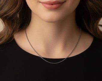 Black 925 Sterling Silver 1.20 mm Anchor Chain Bracelet & Necklace, Oxidized Black Silver Chain for Women Men