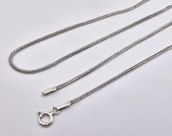 Handmade 925 Sterling Silver 1.3 mm Foxtail Chain Bracelet & Necklace, Thin Fox Tail Silver Chain with Spring Ring