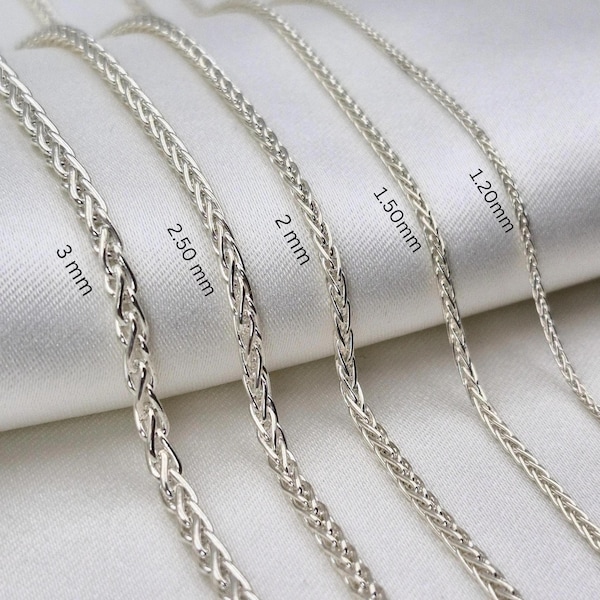 Handmade Silver Chain,925 Sterling Silver Spiga Chain,Wheat Chain, Dainty Jewelry, Minimalist Chain, Chain for pendant, Handmade Jewelry