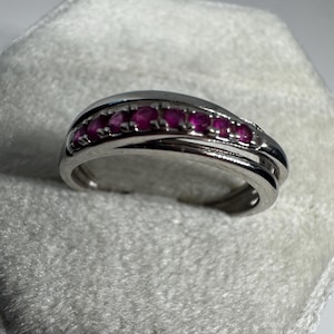 14K 585 White Gold Natural Ruby & Diamond Ring Size 6.5