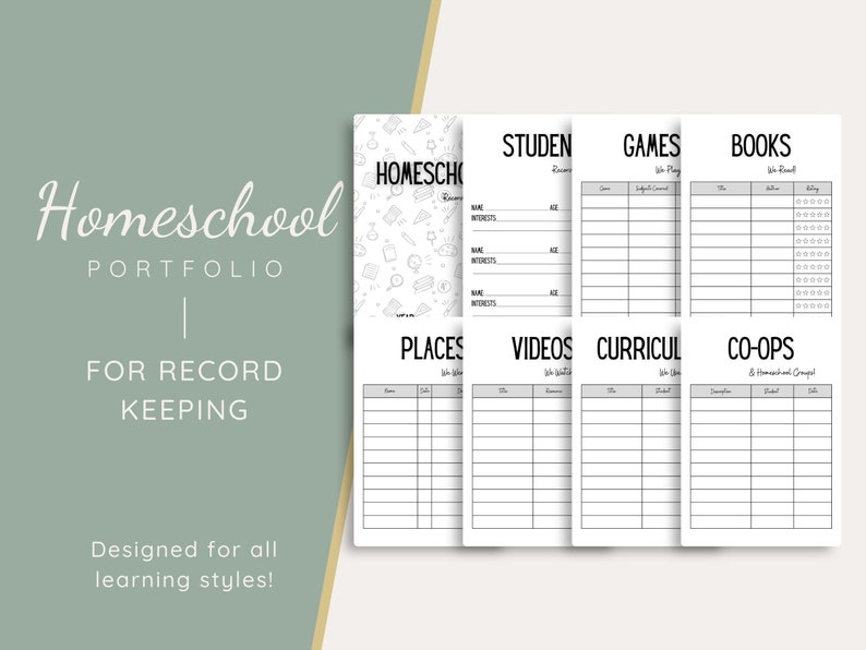 Homeschool Portfolio &amp; Records Bundle Printable Homeschool Portfolio ...