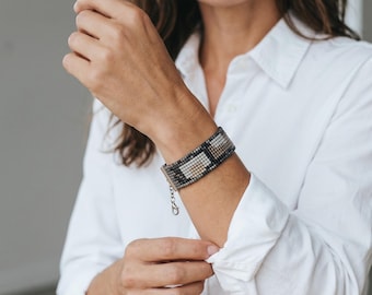 Miyuki Delica Beaded Luxury Handmade Women Bracelet with Stainless Steel, Dainty Boho Style