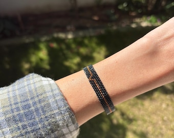 Handmade Miyuki Glass Beaded Bracelet - NIGHT SLIM