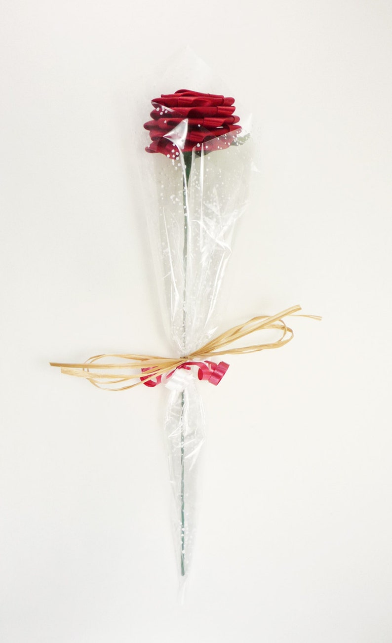 1 Gift Wrapped Single Stem Red Rose Customizable Choose your Etsy