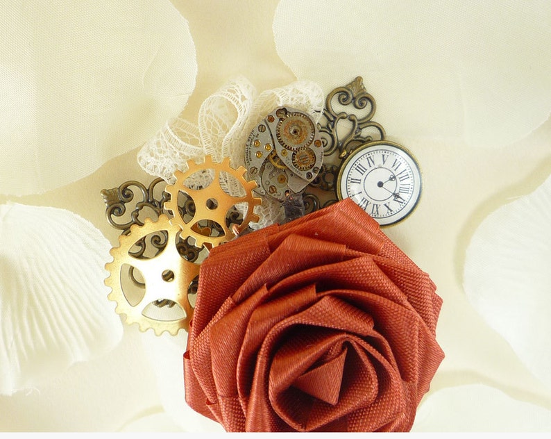 Groomsmen boutonniere Origami Groom boutonniere Steampunk Wedding Gothic boutonniere Steampunk Rose Boutonniere Steampunk Noir style