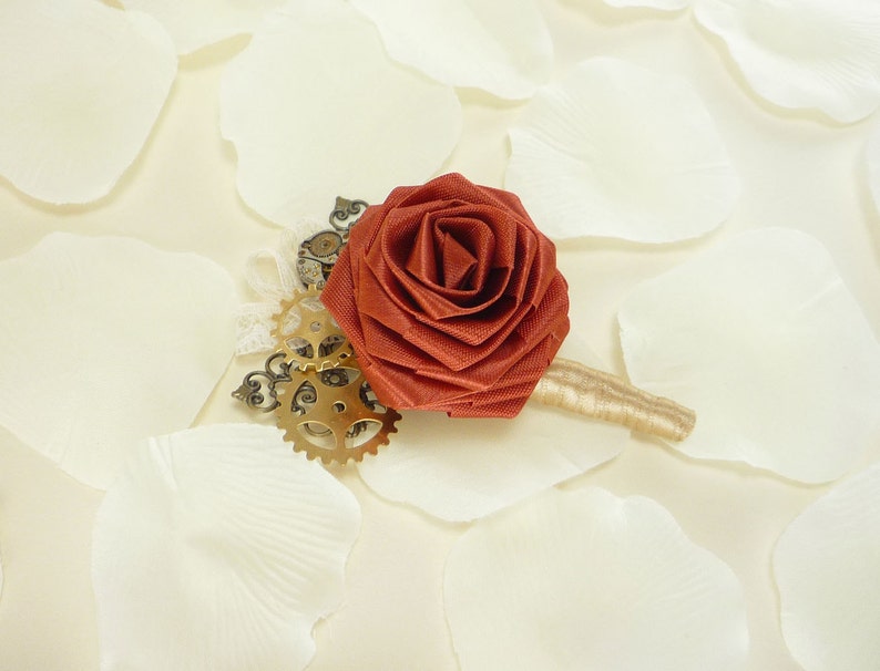 Groomsmen boutonniere Origami Groom boutonniere Steampunk Wedding Gothic boutonniere Steampunk Rose Boutonniere Steampunk Noir style