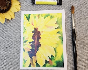 Sunflower Note Card: Watercolor Art Print