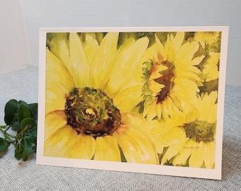 Sunflower Watercolor Note Card, Artisan Collection 5x7