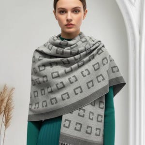 Cashmere Blend Scarf Blanket with Fringes With A Free Tree of Life Brooch Comes with a gift bag