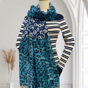 Glitter Leopard Gradient Print Ladies Celebrity Style Scarves Scarf Wrap Come With Gift Box