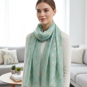 Écharpe en viscose à motif lapin scintillant : écharpe tendance légère livrée dans une pochette cadeau