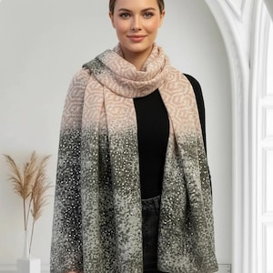 Glitter Leopard  Gradient Print Ladies Celebrity Style Scarves Scarf Wrap Comes with a gift bag