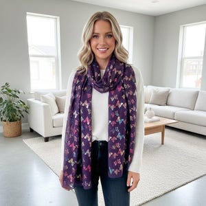 Rainbow Butterfly Print Ladies Celebrity Style Scarves Scarf Wrap Comes with a gift bag