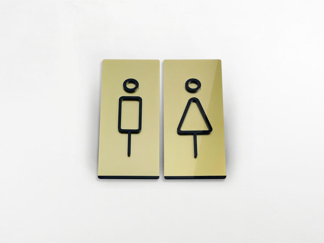 Wc Sign Classy Modern Toilet Sign - Modern Gold Restroom Sign - Personalized Toilet ...