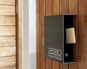 Modern Black Wall Mount Aluminium Mailbox - Elegant Personalized Letterbox for Home and Office