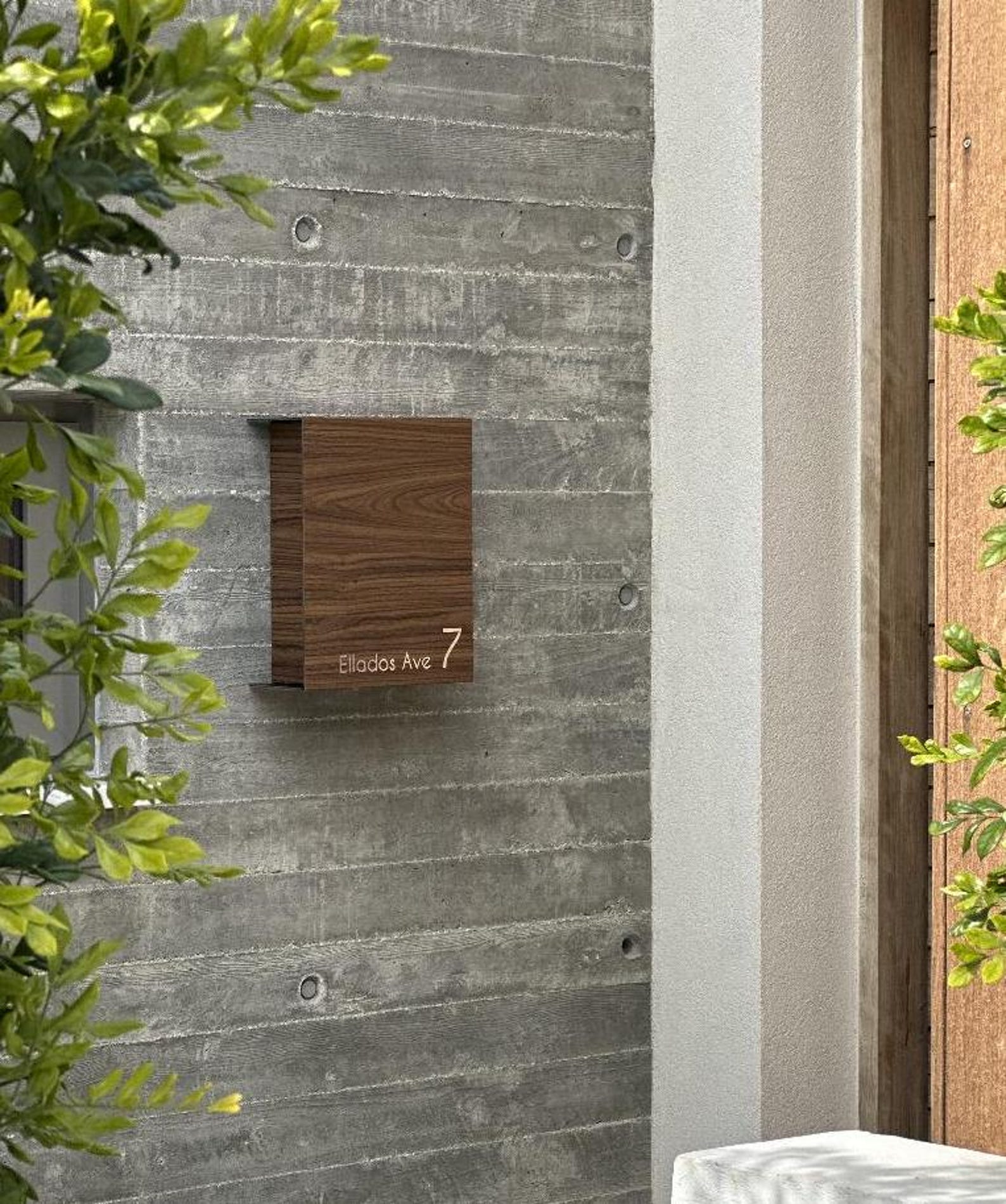 Wall Mount Minimalist Walnut Aluminium Mailbox - Elegant Personalized ...