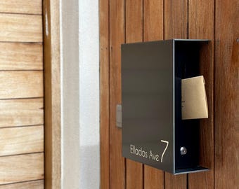 Wall Mount Minimalist Black Aluminium Mailbox - Elegant Personalized Letterbox for Home and Office