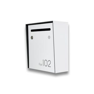 Modern White Apartment Mailbox – Personalized Wall Mounted Letterbox - Unique Small Postbox