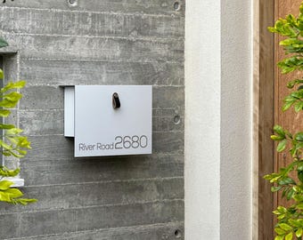 Buzón de aluminio blanco elegante y minimalista para montar en la pared: diseño elegante y duradero para el hogar y la oficina con personalización grabada