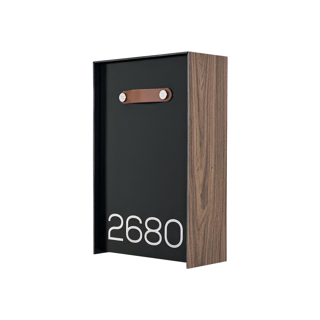 Unique Vertical Minimalist Walnut/black Aluminium Mailbox - Stylish ...