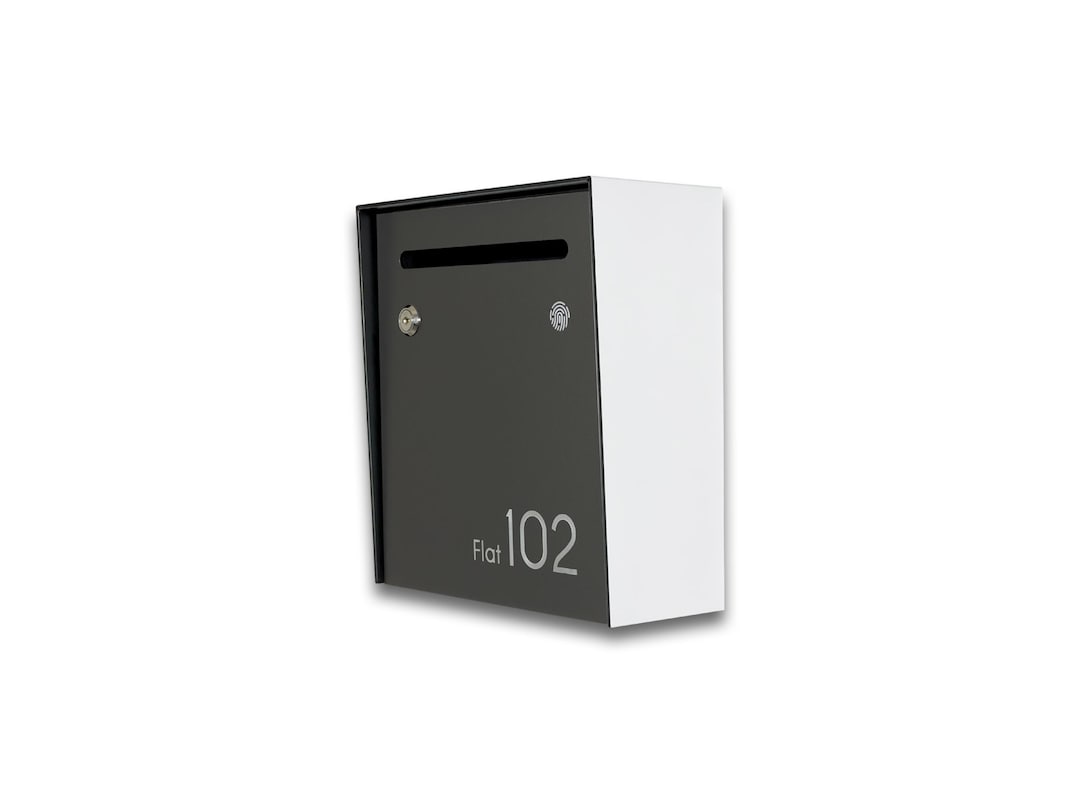 Small Inbuilt Letterbox Small Minimalist Apartment Mailbox - White Body/metallic Gray Door ...