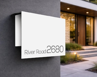 Buzón moderno de aluminio blanco - Montaje en pared para el hogar y la oficina con personalización grabada