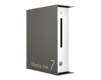 Modern Wall Mounted Mailbox - Aluminium Metallic Gray Body/White Door - Personalized Letterbox