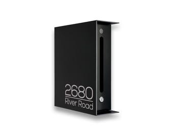 Minimalist Wall Mount Mailbox - Black Body / Black Door - Personalized Letterbox - House Numbers Address Postbox
