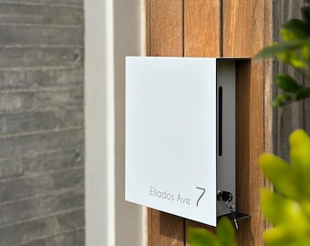 Minimalistische witte aluminium brievenbus - moderne en elegante brievenbus voor thuis en op kantoor