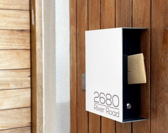Modern White Wall Mount Aluminium Mailbox With Black Door - Personalized Post box - Lockable Letterbox